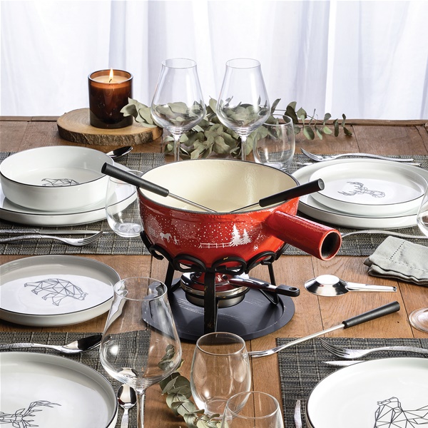 TABLE ET COOK Service à fondue 22 cm Rouge - Hiver