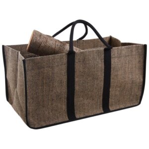 AUBRY GASPARD Sac à bûches 65cm en jute motif chevrons