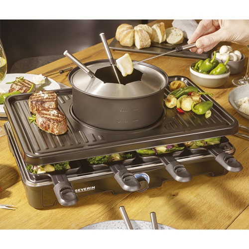 SEVERIN Combiné raclette et fondue 8 personnes