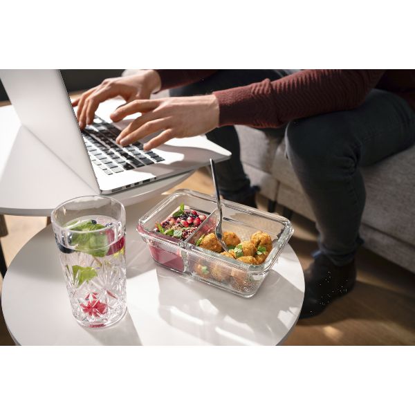 EMSA Boite rectangulaire 0,8L rouge + diviser - Clip&Close