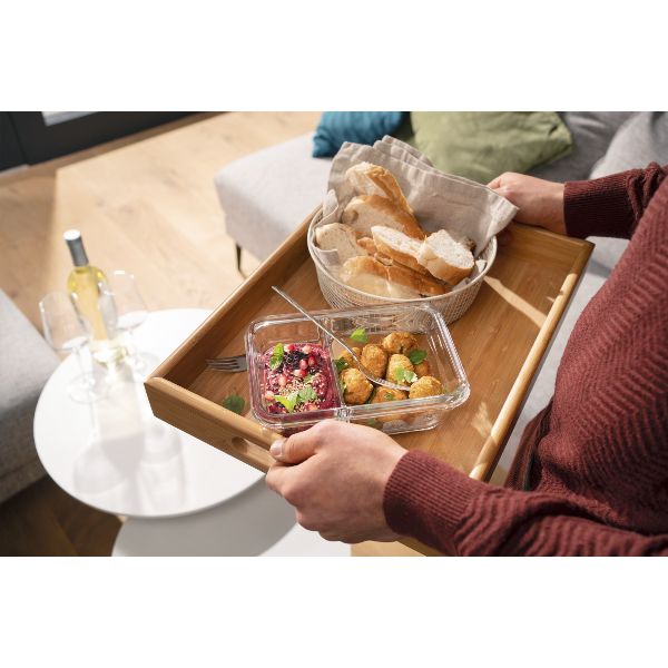 EMSA Boite rectangulaire 0,8L rouge + diviser - Clip&Close