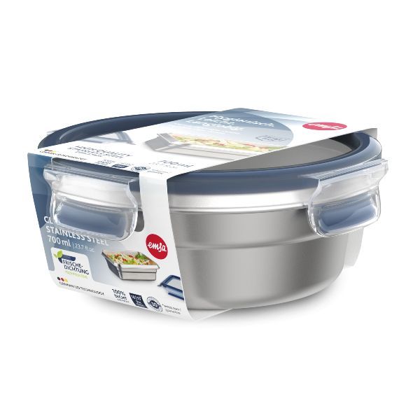 EMSA Boîte ronde 0,7 L - Clip & Close Inox