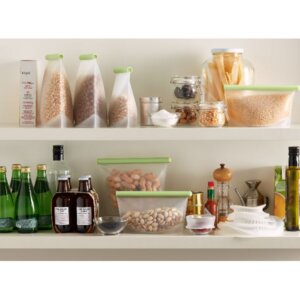 LEKUE Lot de 3 sacs réutilisables (0,5 L + 1 L + 1,5 L) Silicone Bag