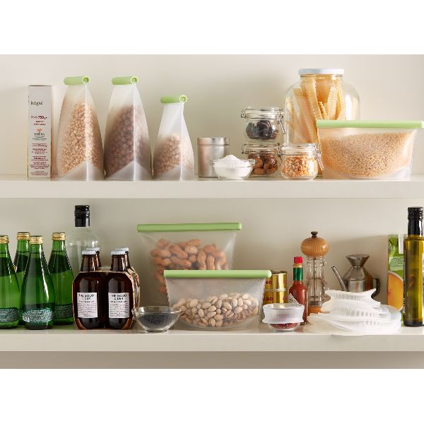 LEKUE Lot de 3 sacs réutilisables (0,5 L + 1 L + 1,5 L) Silicone Bag