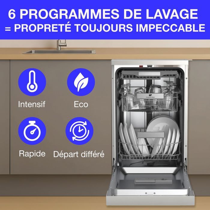 Lave-vaisselle 45 cm Continental Edison CELV1145S – 11 Couverts Silver – Image 2
