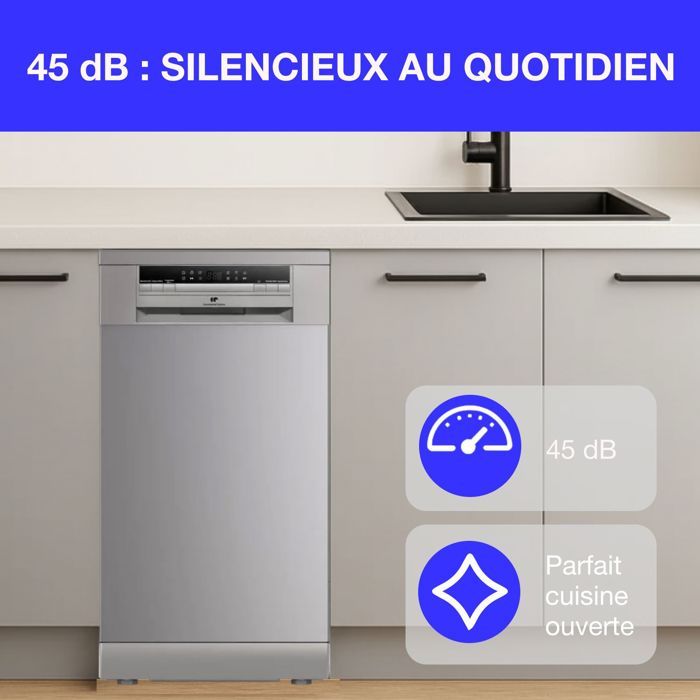 Lave-vaisselle 45 cm Continental Edison CELV1145S – 11 Couverts Silver – Image 3