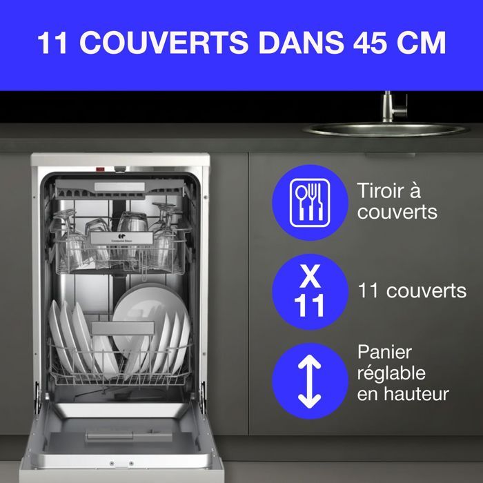 Lave-vaisselle 45 cm Continental Edison CELV1145S – 11 Couverts Silver – Image 5