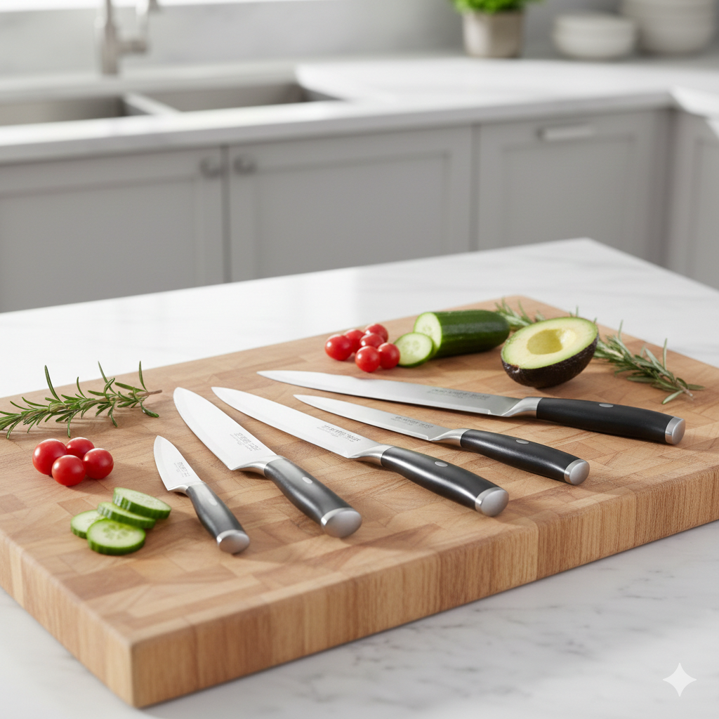 Bloc 5 Couteaux Richardson Sheffield Kyu – Bambou et Acier Chrome-Molybdène-Vanadium – Image 2