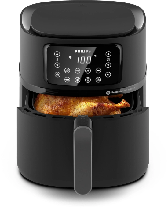 Airfryer philips xxl connecté hd9285/93 série 5000 | 7.2l (1,4kg), wifi, 16-en-1, kit cuisson inclus – noir – PHILIPS